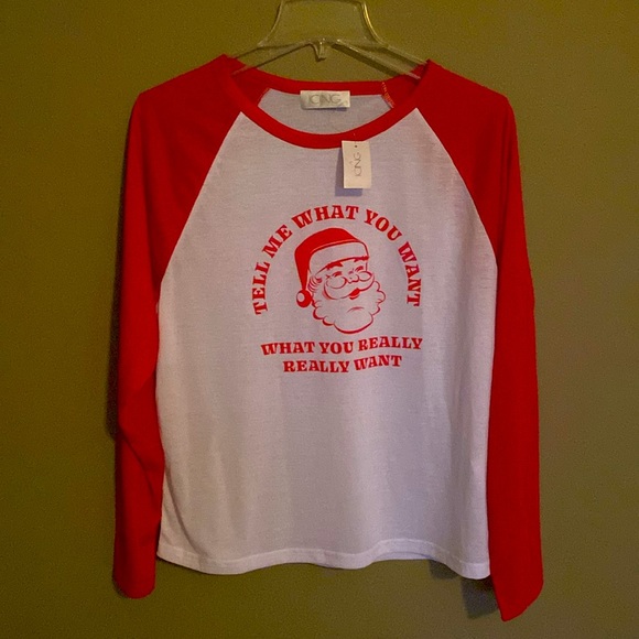 🆕ICING: SANTA SHIRT “TELL ME WHAT YOU WANT…” Jersey Style L/S: Size L - Picture 2 of 7